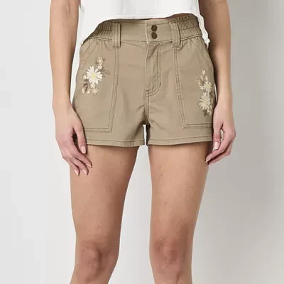Arizona Womens High Rise Midi Short-Juniors