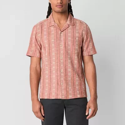 mutual weave Mens Short Sleeve Camp Shirt
