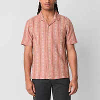 mutual weave Mens Short Sleeve Camp Shirt