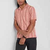 mutual weave Mens Short Sleeve Camp Shirt