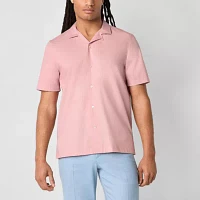 J. Ferrar Slim Mens Fit Short Sleeve Button-Down Shirt