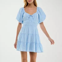 Trixxi Womens Short Sleeve Fit + Flare Dress Juniors