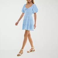 Trixxi Womens Short Sleeve Fit + Flare Dress Juniors