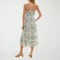Trixxi Womens Floral Midi A-Line Dress Juniors