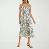 Trixxi Womens Floral Midi A-Line Dress Juniors
