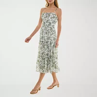 Trixxi Womens Floral Midi A-Line Dress Juniors