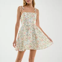 Trixxi Womens Floral Fit + Flare Dress Juniors