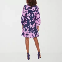 London Style Womens 3/4 Sleeve Floral Shift Dress