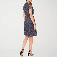 MSK Womens Short Sleeve Floral Shirt Dress