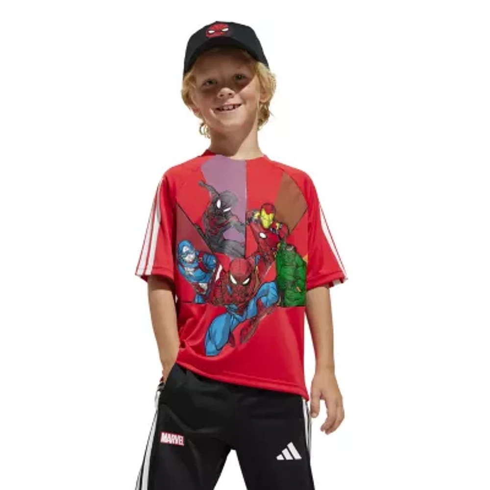 adidas Boys Crew Neck Short Sleeve Avengers Graphic T-Shirt
