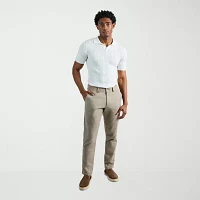 Haggar Johnny Collar Ribbed Mens Slim Fit Short Sleeve Polo Shirt