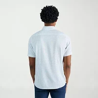 Haggar Mens Slim Fit Short Sleeve Button-Down Shirt