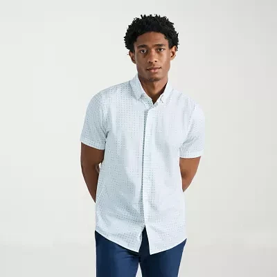 Haggar Mens Slim Fit Short Sleeve Button-Down Shirt