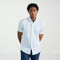Haggar Mens Slim Fit Short Sleeve Button-Down Shirt