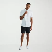 Haggar Mens Slim Fit Short Sleeve Button-Down Shirt