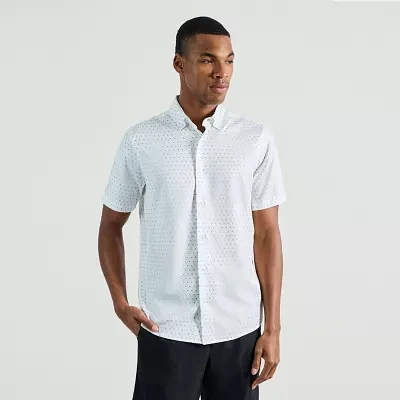 Haggar Mens Slim Fit Short Sleeve Button-Down Shirt