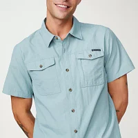 Free Country Mens Moisture Wicking Regular Fit Short Sleeve Button-Down Shirt