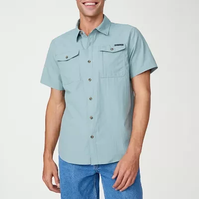 Free Country Mens Moisture Wicking Regular Fit Short Sleeve Button-Down Shirt