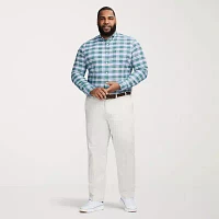 IZOD Oxford Big and Tall Mens Classic Fit Long Sleeve Plaid Button-Down Shirt