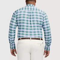 IZOD Oxford Big and Tall Mens Classic Fit Long Sleeve Plaid Button-Down Shirt