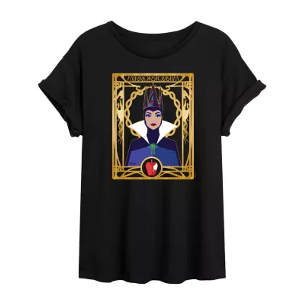 Juniors Womens Crew Neck Short Sleeve Evil Queen Snow White Graphic T-Shirt
