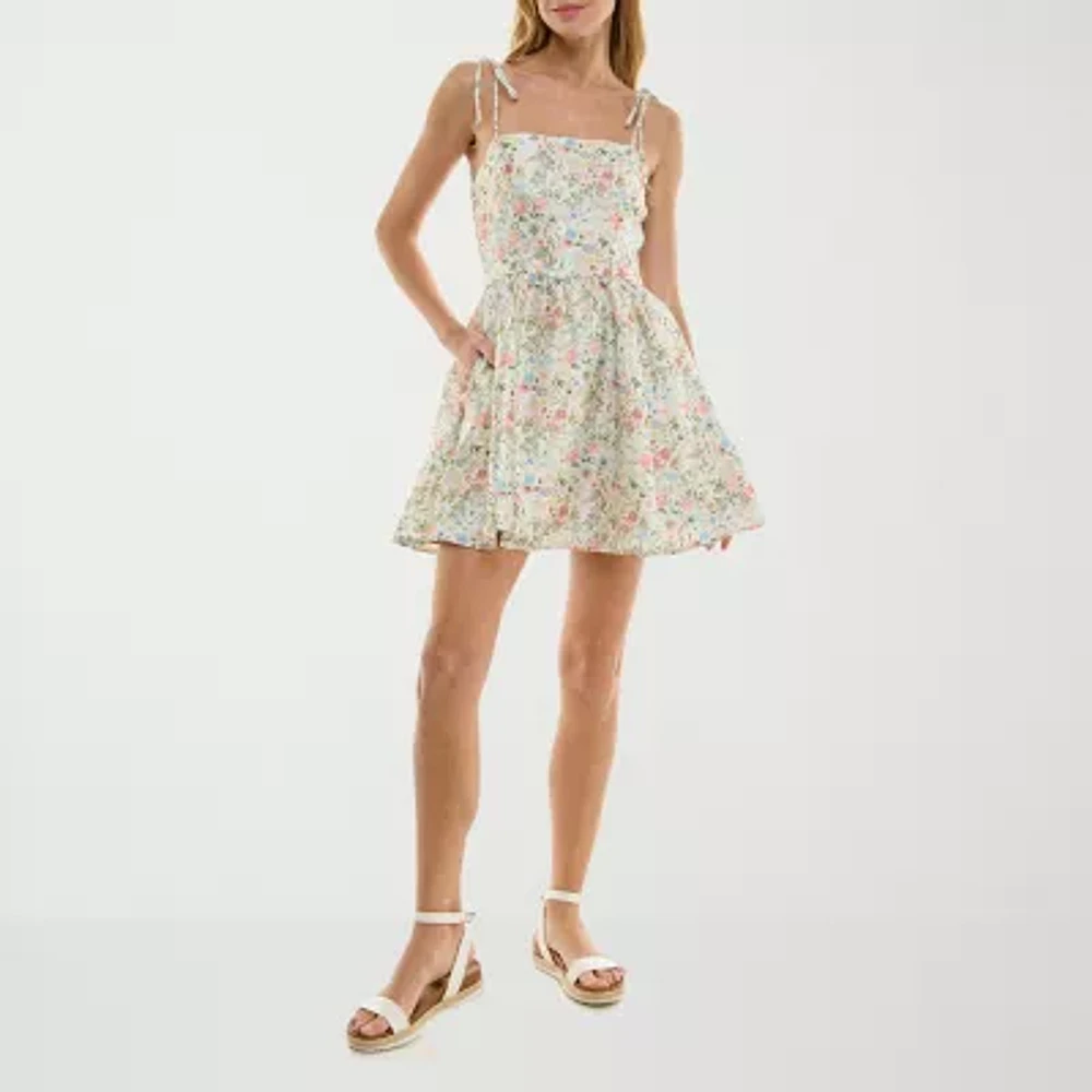 Trixxi Womens Floral Fit + Flare Dress Juniors