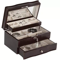 Mele and Co Davina Mahogany-Finish Jewelry Box