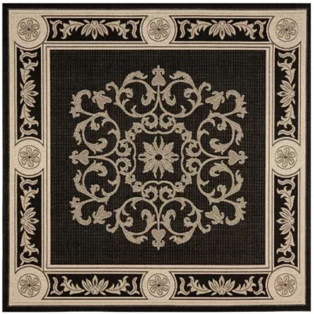 Courtyard Medallion Delight Indoor/Outdoor Square Rug