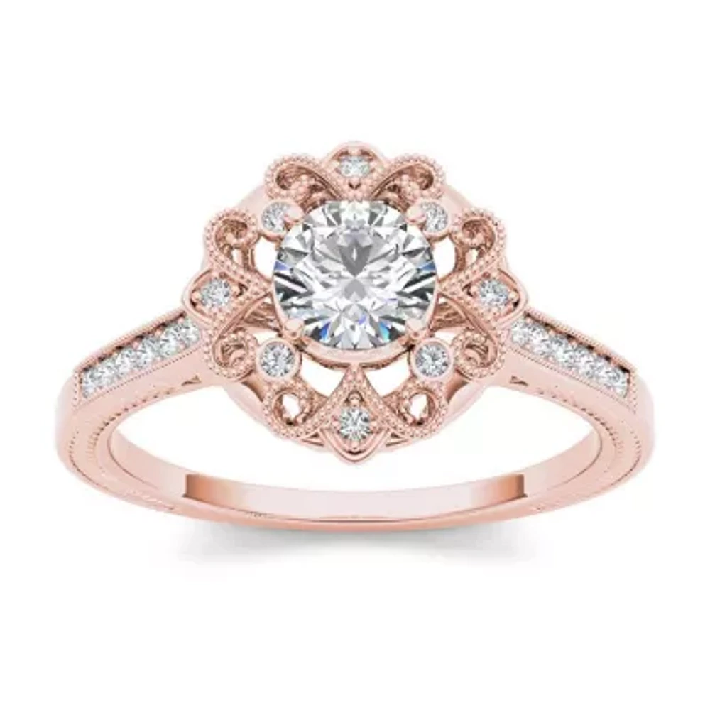 1/2 CT.T.W. Natural Diamond 14K Rose Gold Engagement Ring