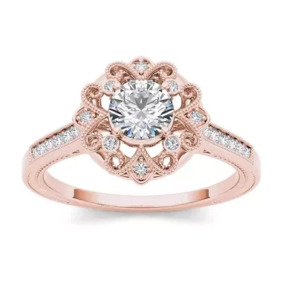 1/2 CT.T.W. Natural Diamond 14K Rose Gold Engagement Ring