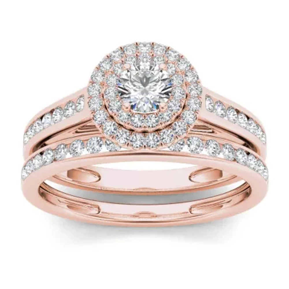 CT.T.W. Natural Diamond 10K Rose Gold Bridal Ring Set