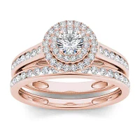 CT.T.W. Natural Diamond 10K Rose Gold Bridal Ring Set