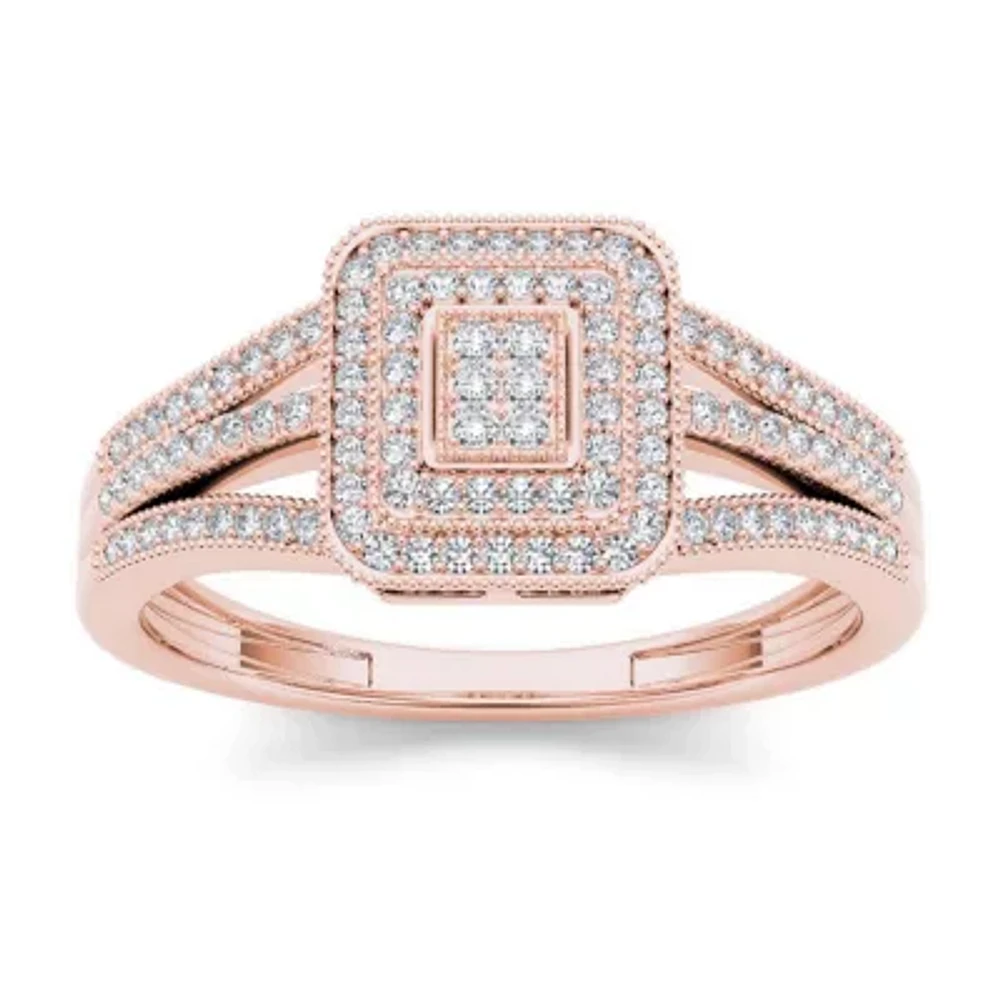 1/6 CT.T.W. Natural Diamond 10K Rose Gold Engagement Ring