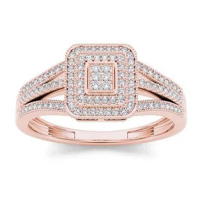 1/6 CT.T.W. Natural Diamond 10K Rose Gold Engagement Ring