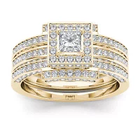 1 1/2 CT.T.W. Natural Diamond 14K Yellow Gold Bridal Set