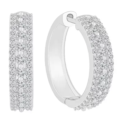 1 CT. T.W. Natural White Diamond 10K White Gold 20mm Hoop Earrings