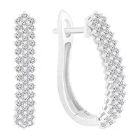 1 CT. T.W. Natural White Diamond 10K White Gold 24mm Hoop Earrings