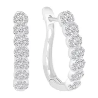 1 CT. T.W. Natural White Diamond 10K White Gold 24mm Hoop Earrings