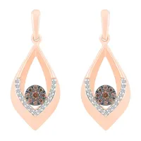 1/4 CT. T.W. Natural Champagne Diamond 10K Rose Gold Pear Drop Earrings