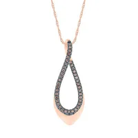 Womens 1/ CT. T.W. Natural Champagne Diamond 10K Rose Gold Pear Pendant Necklace