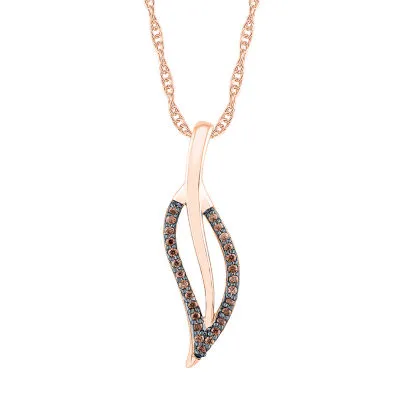 Womens 1/10 CT. T.W. Natural Champagne Diamond 10K Rose Gold Pendant Necklaces
