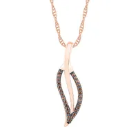 Womens 1/10 CT. T.W. Natural Champagne Diamond 10K Rose Gold Pendant Necklace