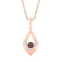 Womens 1/ CT. T.W. Natural Champagne Diamond 10K Rose Gold Pear Pendant Necklace