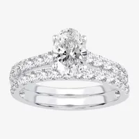 Signature By Modern Bride (H-I / Si1-Si2) Womens 2 CT. T.W. Lab Grown White Diamond 14K Gold Oval Bridal Set