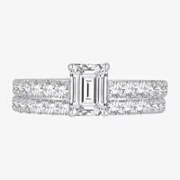 (H-I / SI1-SI2) Signature By Modern Bride Emerald Cut Womens 2 CT. T.W. Lab Grown White Diamond Bridal Set 14K Gold