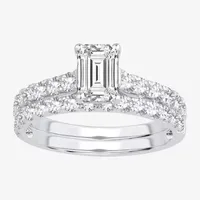 (H-I / SI1-SI2) Signature By Modern Bride Emerald Cut Womens 2 CT. T.W. Lab Grown White Diamond Bridal Set 14K Gold