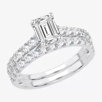 (H-I / SI1-SI2) Signature By Modern Bride Emerald Cut Womens 2 CT. T.W. Lab Grown White Diamond Bridal Set 14K Gold