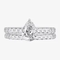 (H-I / SI1-SI2) Signature By Modern Bride Womens 2 CT. T.W. Lab Grown White Diamond 14K Gold  Pear Bridal Set