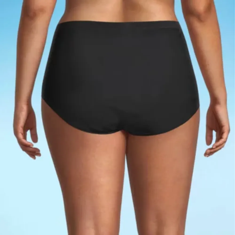 Sonnet Shores Shirred Front Womens High Waist Bikini Swimsuit Bottom Plus