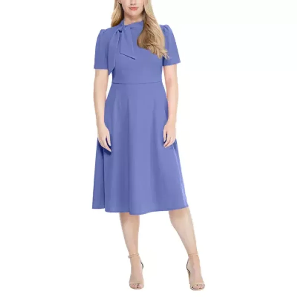 Ivy & Blue Womens Short Sleeve Fit + Flare Dress